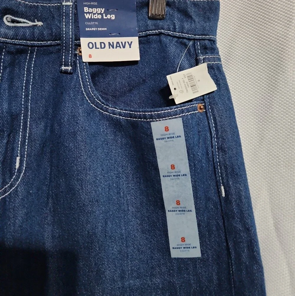 NWT Old Navy High Rise Baggy Wide Leg Culotte Jorts Womens Sz 8